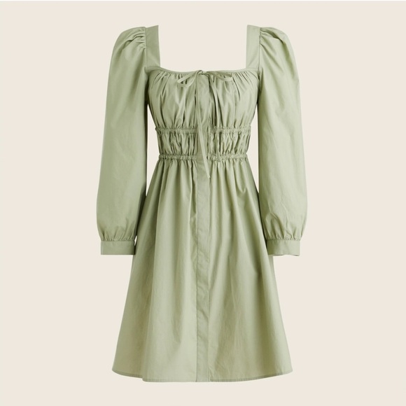 J. Crew Dresses & Skirts - J CREW WOMENS CINCHED WAIST COTTON POPLIN DRESS GREEN 12 PETITE BG485
